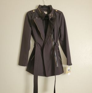 NWT Michael Kors Asymmetrical Belted Moto Jacket, Water Resistant